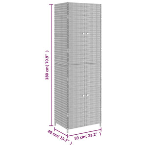 Gartenschrank Schwarz 59x40x180 cm Poly Rattan Stilecasa