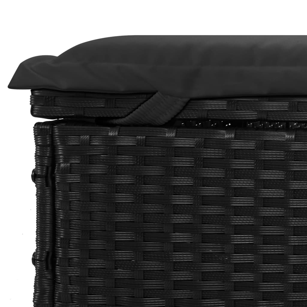 Sonnenliege 1 Stk. mit Auflage Schwarz 201x55x62 cm Poly Rattan Stilecasa