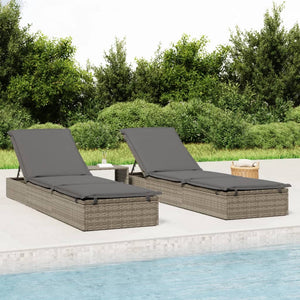 vidaXL Sonnenliege 1 Stk. mit Tisch Grau Poly Rattan