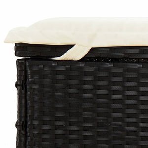 Sonnenliege für 2 Personen mit Auflage Schwarz Poly Rattan