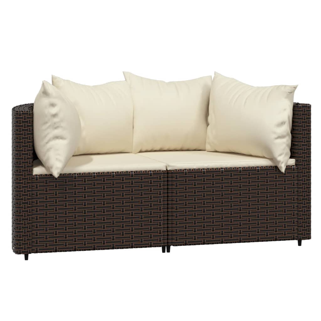 vidaXL 3-tlg. Garten-Lounge-Set mit Kissen Braun Poly Rattan