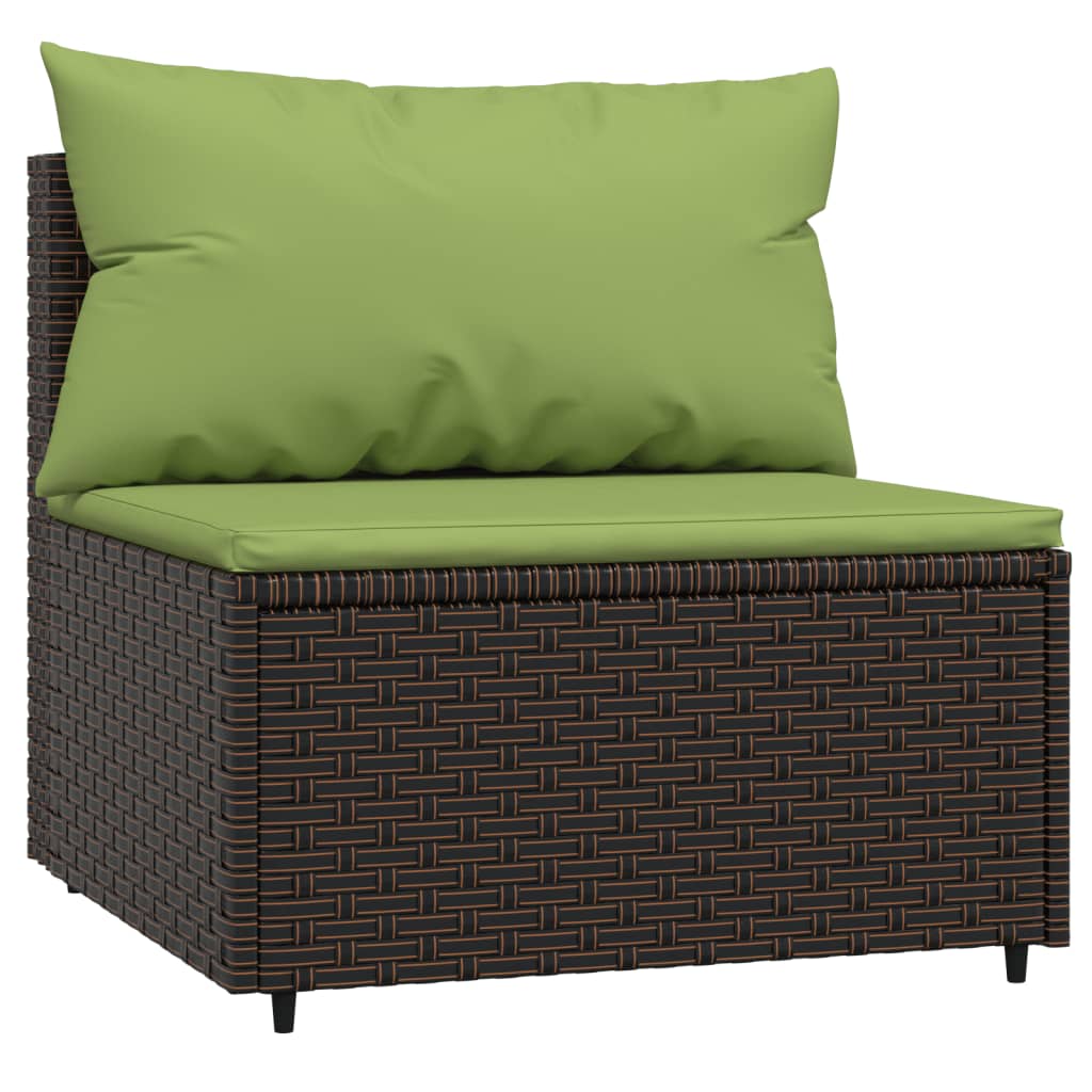 vidaXL 3-tlg. Garten-Lounge-Set mit Kissen Braun Poly Rattan