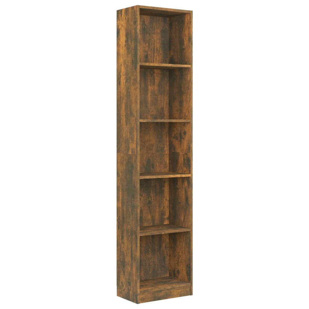 Bücherregal 5 Fächer Räuchereiche 40x24x175 cm Holzwerkstoff Stilecasa