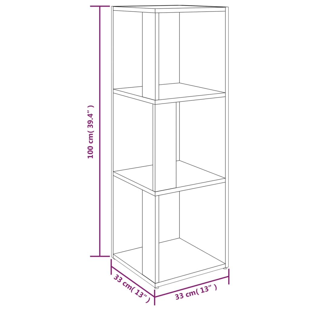 vidaXL Eckregal Braun Eichen-Optik 33x33x100 cm Holzwerkstoff