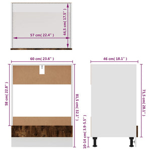 vidaXL Herdumbauschrank Räuchereiche 60x46x81,5 cm Holzwerkstoff