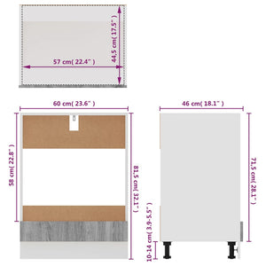 Herdumbauschrank Grau Sonoma 60x46x81,5 cm Holzwerkstoff Stilecasa