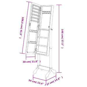 vidaXL Standspiegel Weiß 34x37x146 cm