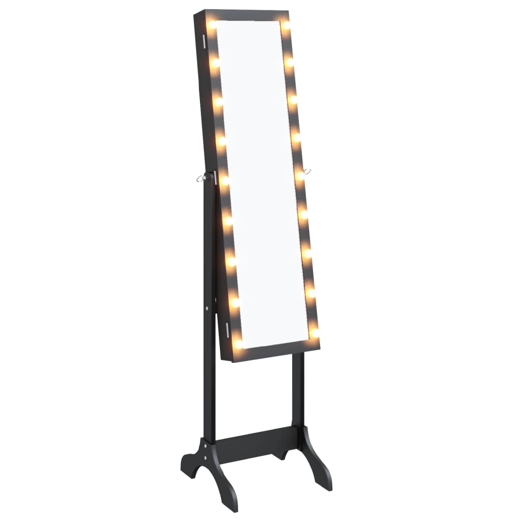 Standspiegel mit LED Schwarz 34x37x146 cm Stilecasa