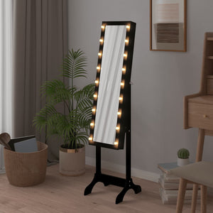 Standspiegel mit LED Schwarz 34x37x146 cm Stilecasa