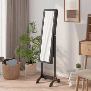 Standspiegel mit LED Schwarz 34x37x146 cm Stilecasa