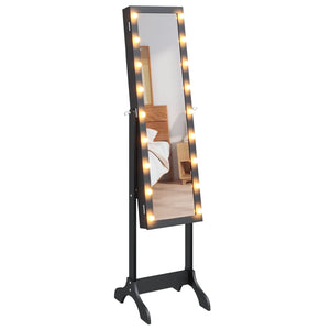 Standspiegel mit LED Schwarz 34x37x146 cm Stilecasa