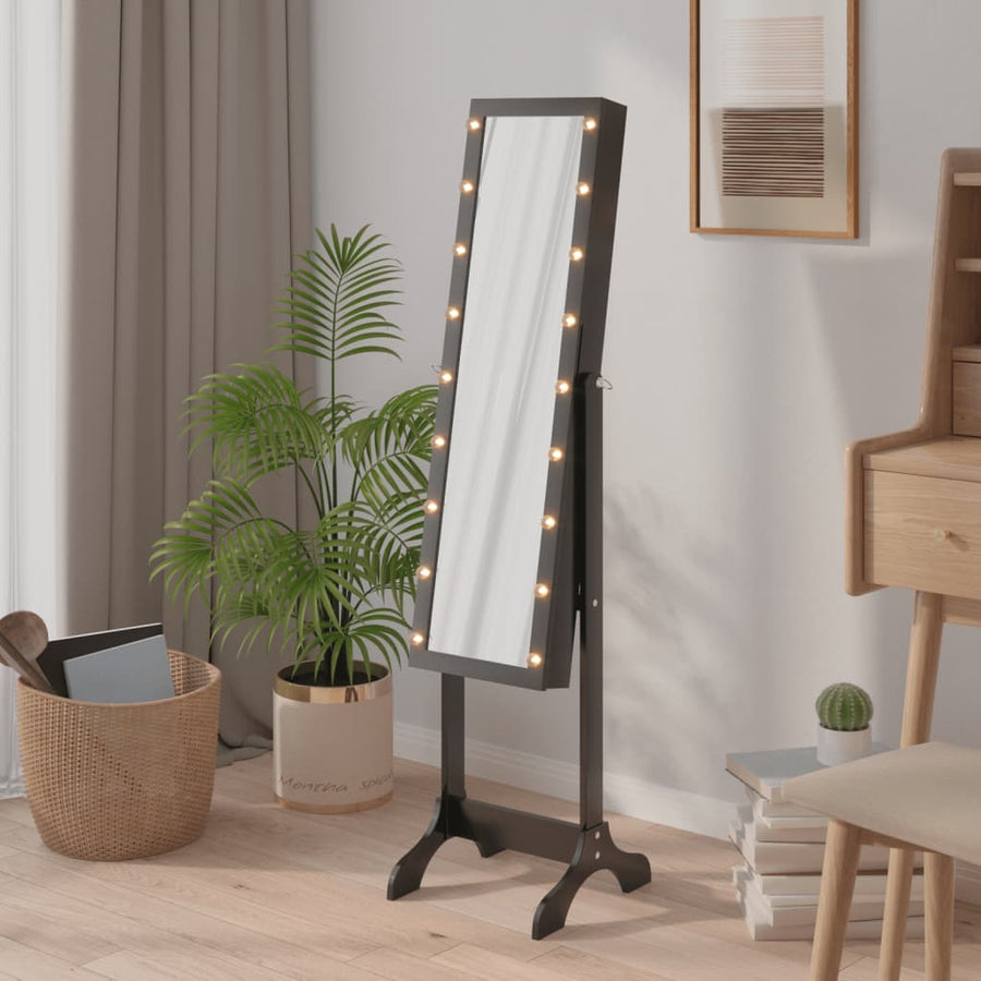 Standspiegel mit LED Schwarz 34x37x146 cm Stilecasa