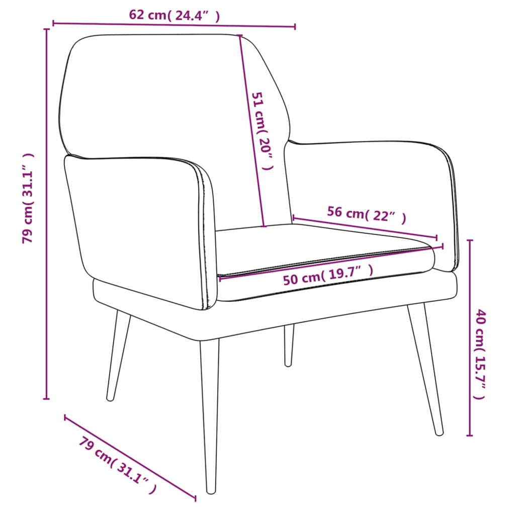 vidaXL Sessel Hellgrau 62x79x79 cm Samt