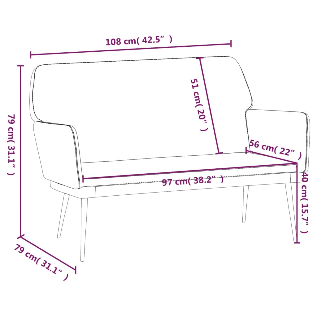 Sitzbank Dunkelgrau 108x79x79 cm Samt Stilecasa