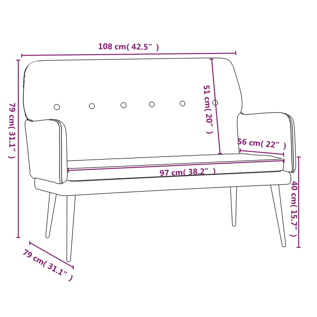 Sitzbank Dunkelgrau 108x79x79 cm Samt Stilecasa