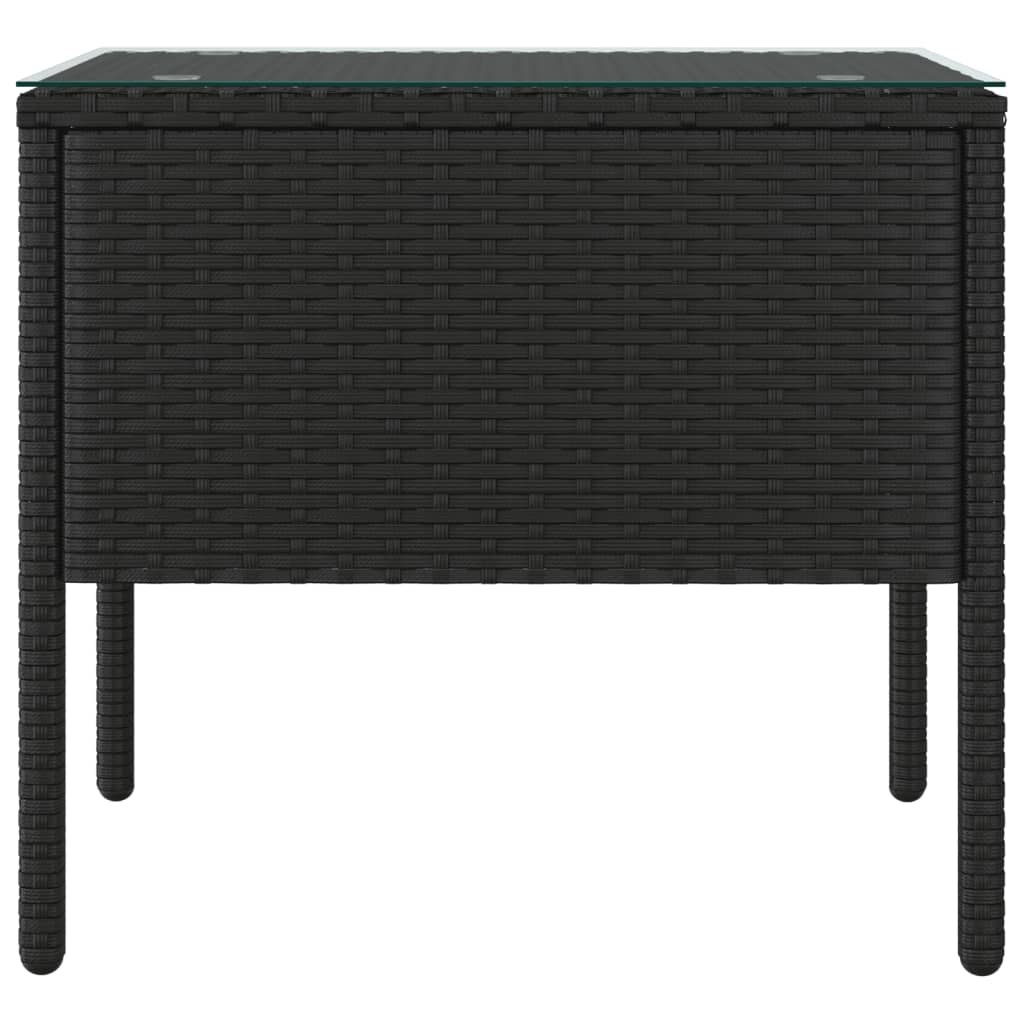 vidaXL Beistelltisch Schwarz 53x37x48 cm Poly Rattan und Hartglas