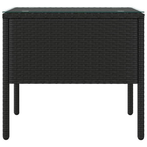 vidaXL Beistelltisch Schwarz 53x37x48 cm Poly Rattan und Hartglas