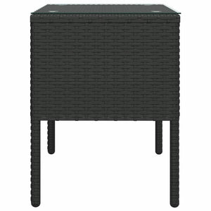 vidaXL Beistelltisch Schwarz 53x37x48 cm Poly Rattan und Hartglas