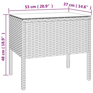 vidaXL Beistelltisch Schwarz 53x37x48 cm Poly Rattan und Hartglas