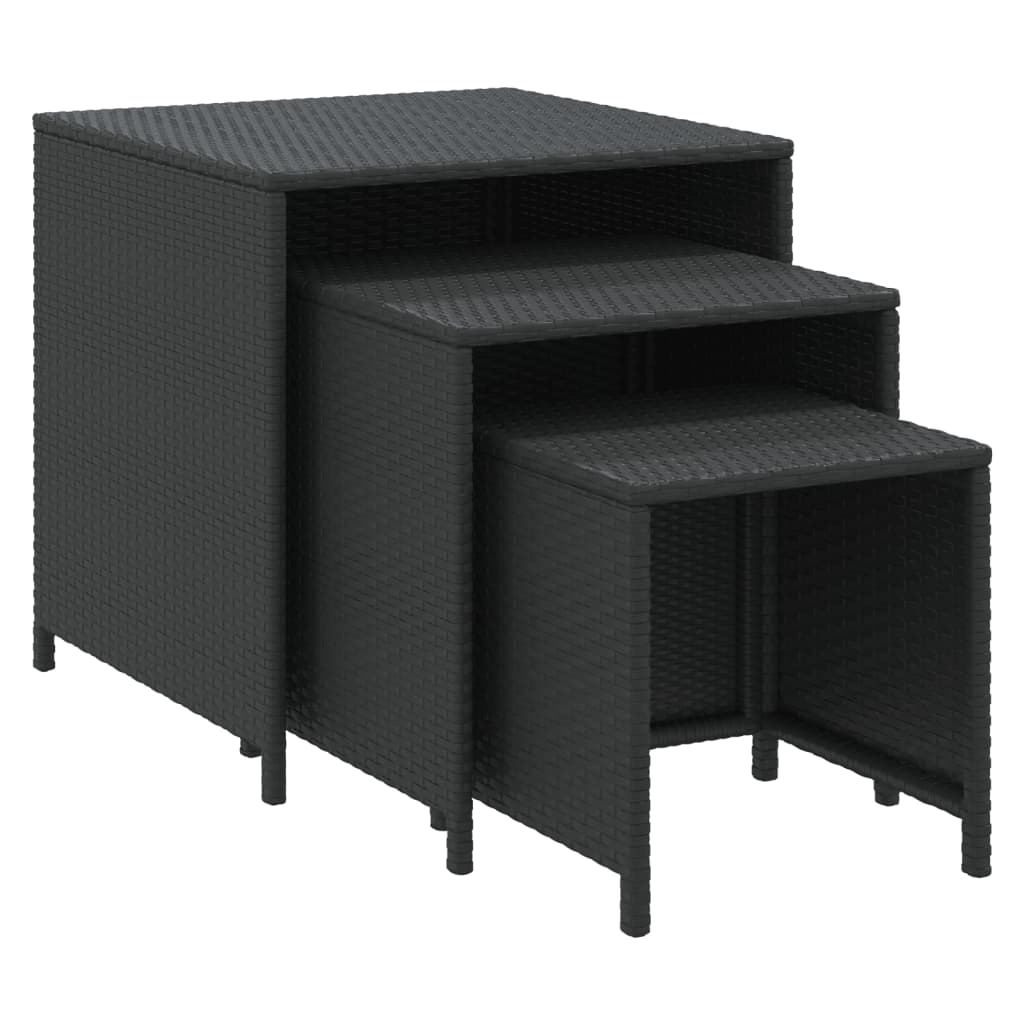 vidaXL Satztische 3 Stk. Schwarz Poly Rattan