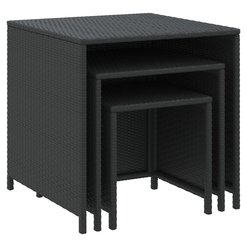 vidaXL Satztische 3 Stk. Schwarz Poly Rattan