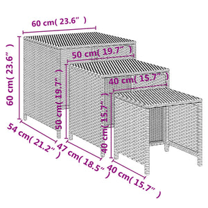 vidaXL Satztische 3 Stk. Schwarz Poly Rattan