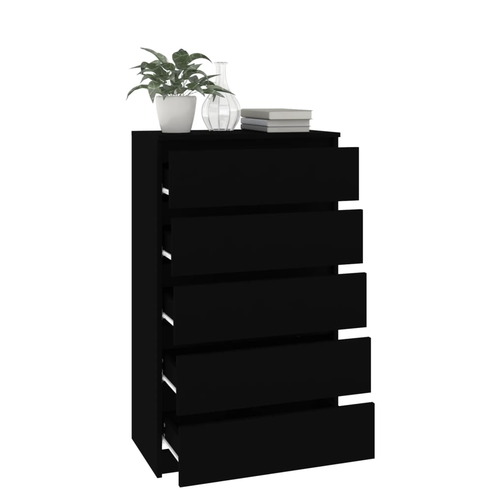 Schubladenschrank Schwarz 60x36x103 cm Holzwerkstoff