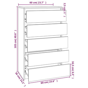 Schubladenschrank Schwarz 60x36x103 cm Holzwerkstoff