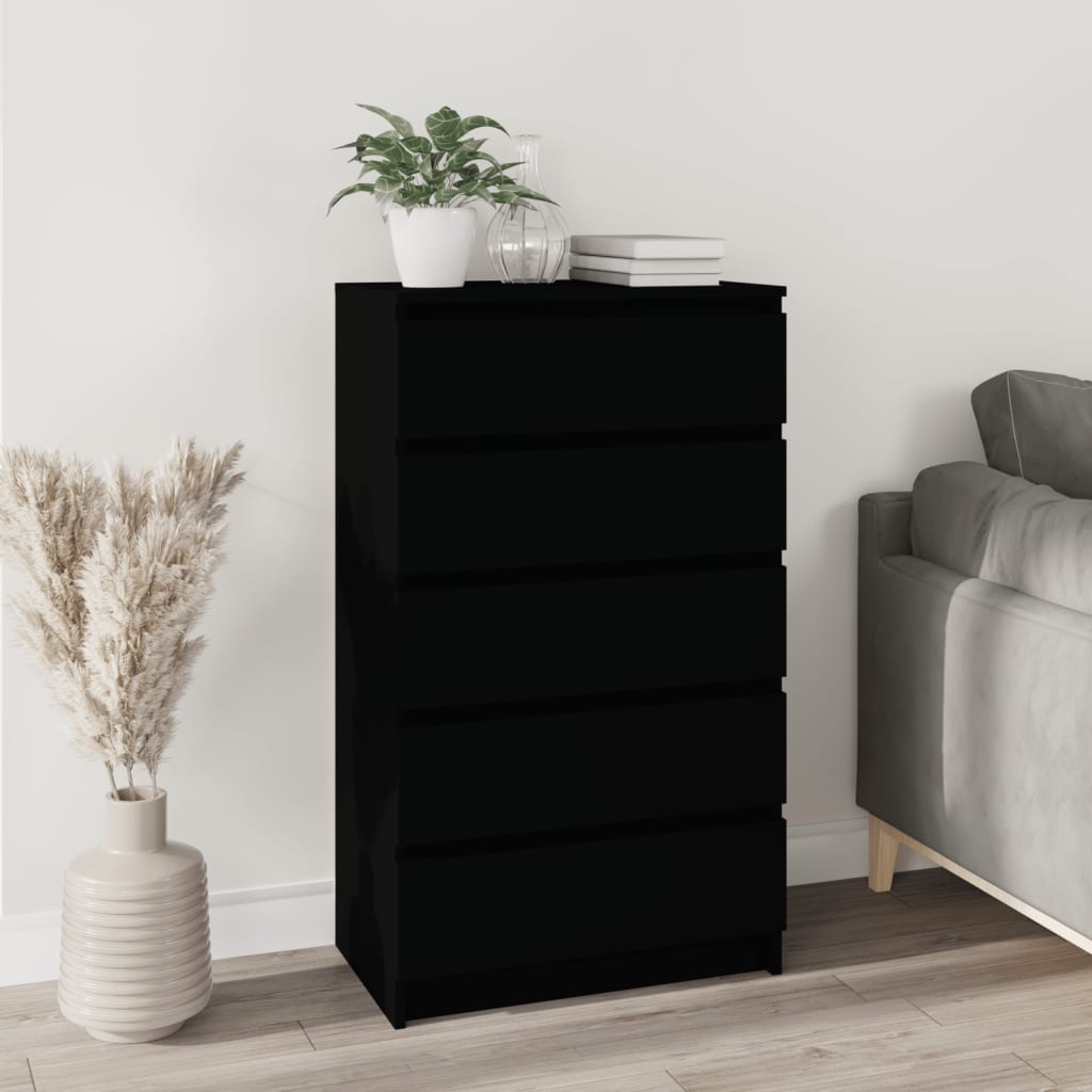 Schubladenschrank Schwarz 60x36x103 cm Holzwerkstoff