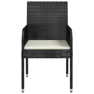 vidaXL Gartenstühle mit Kissen 2 Stk. Poly Rattan Schwarz