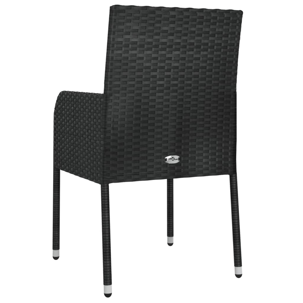 vidaXL Gartenstühle mit Kissen 2 Stk. Poly Rattan Schwarz