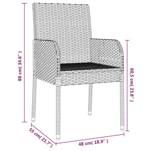 vidaXL Gartenstühle mit Kissen 2 Stk. Poly Rattan Schwarz