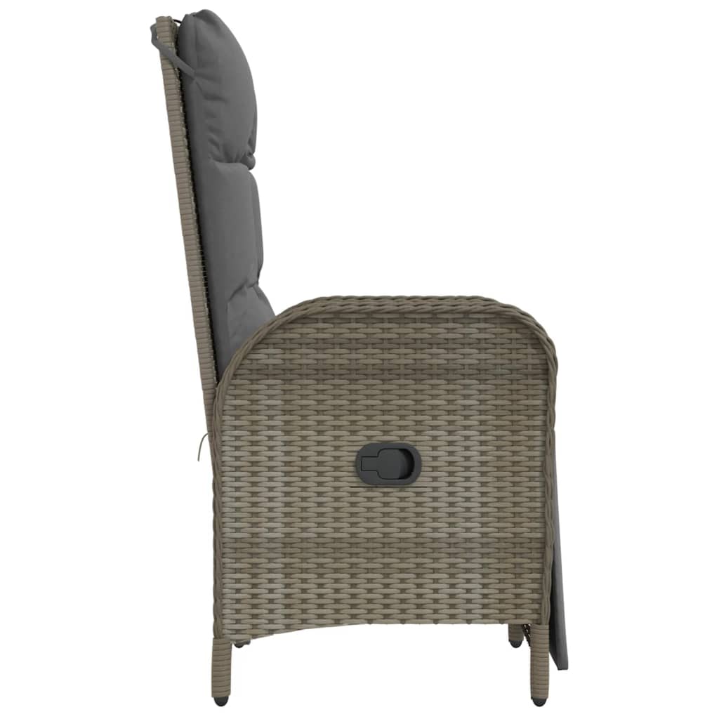 vidaXL Garten-Relaxsessel mit Kissen 2 Stk. Poly Rattan Grau