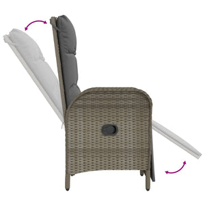 vidaXL Garten-Relaxsessel mit Kissen 2 Stk. Poly Rattan Grau