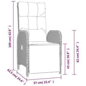 vidaXL Garten-Relaxsessel mit Kissen 2 Stk. Poly Rattan Grau