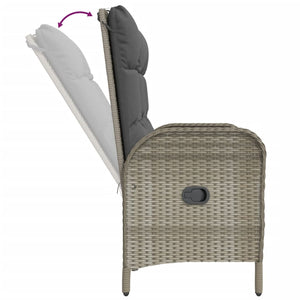 vidaXL Gartenbank mit Liegefunktion und Kissen 107 cm Poly Rattan Grau