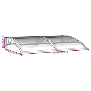 Türvordach Schwarz 150x100 cm Polycarbonat Stilecasa