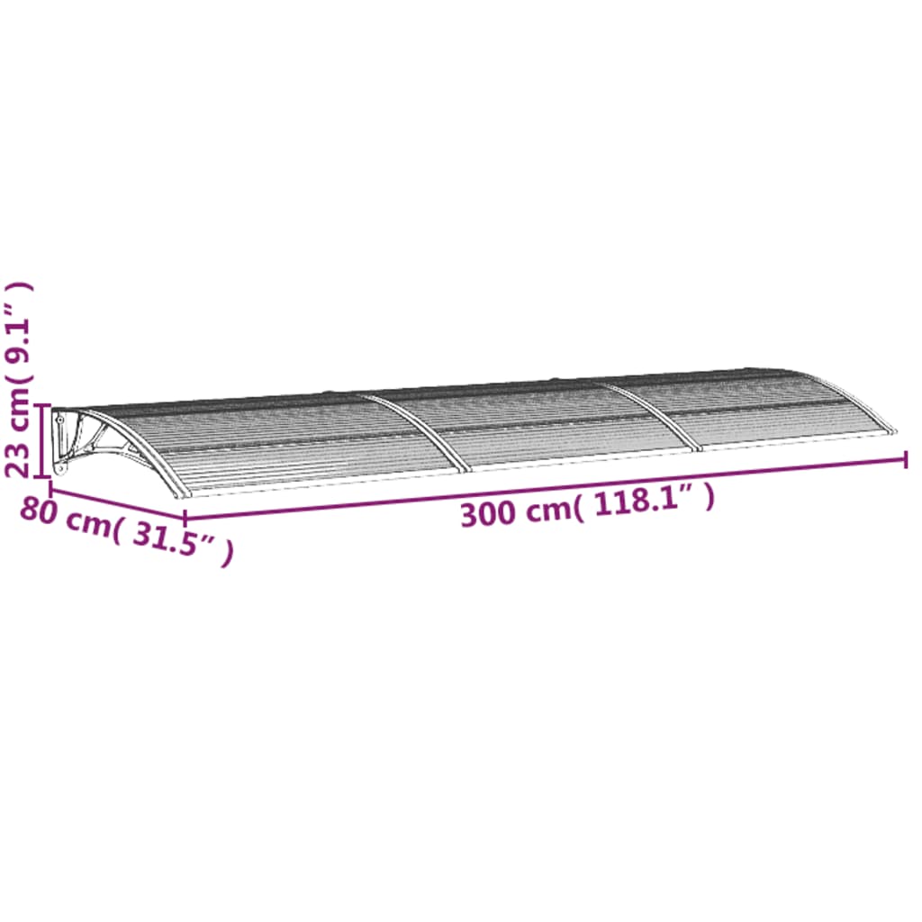 vidaXL Türvordach Grau 300x75 cm Polycarbonat