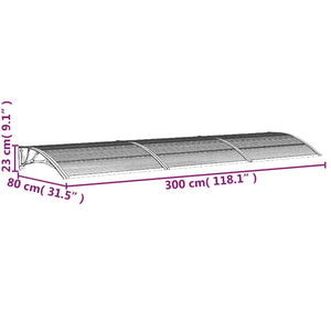 vidaXL Türvordach Grau 300x75 cm Polycarbonat