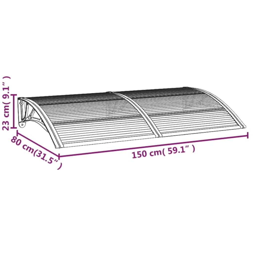 vidaXL Türvordach Schwarz 150x75 cm Polycarbonat