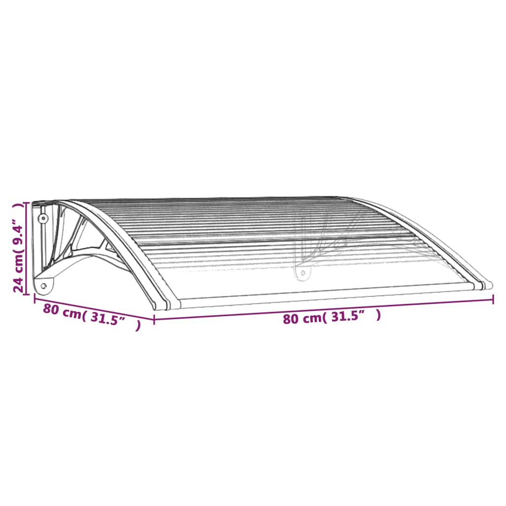 Türvordach Grau und Transparent 80x75 cm Polycarbonat Stilecasa