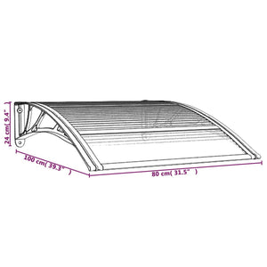 Türvordach Schwarz 100x75 cm Polycarbonat Stilecasa