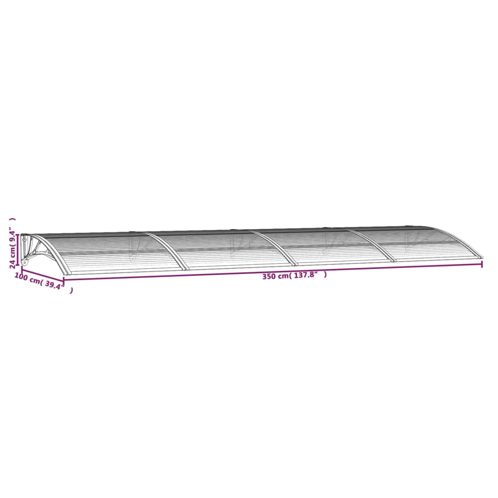 vidaXL Türvordach Schwarz 350x100 cm Polycarbonat