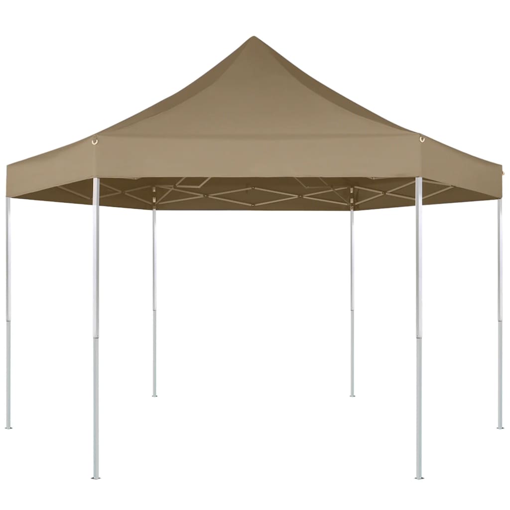 Faltpavillon Sechseckig 3,6x3,1 m Taupe 220 g/m² Stilecasa