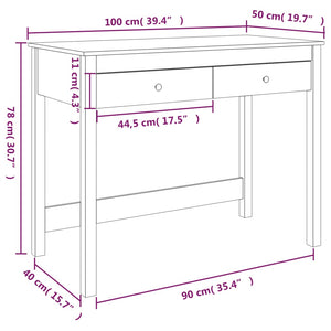 Schreibtisch mit Schubladen Honigbraun 100x50x78 cm Massivholz