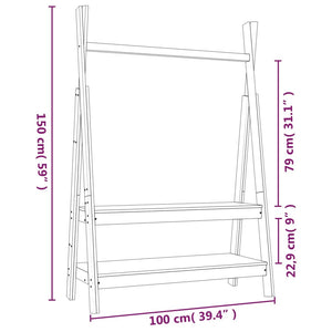 vidaXL Kleiderständer 100x45,5x150 cm Massivholz Kiefer