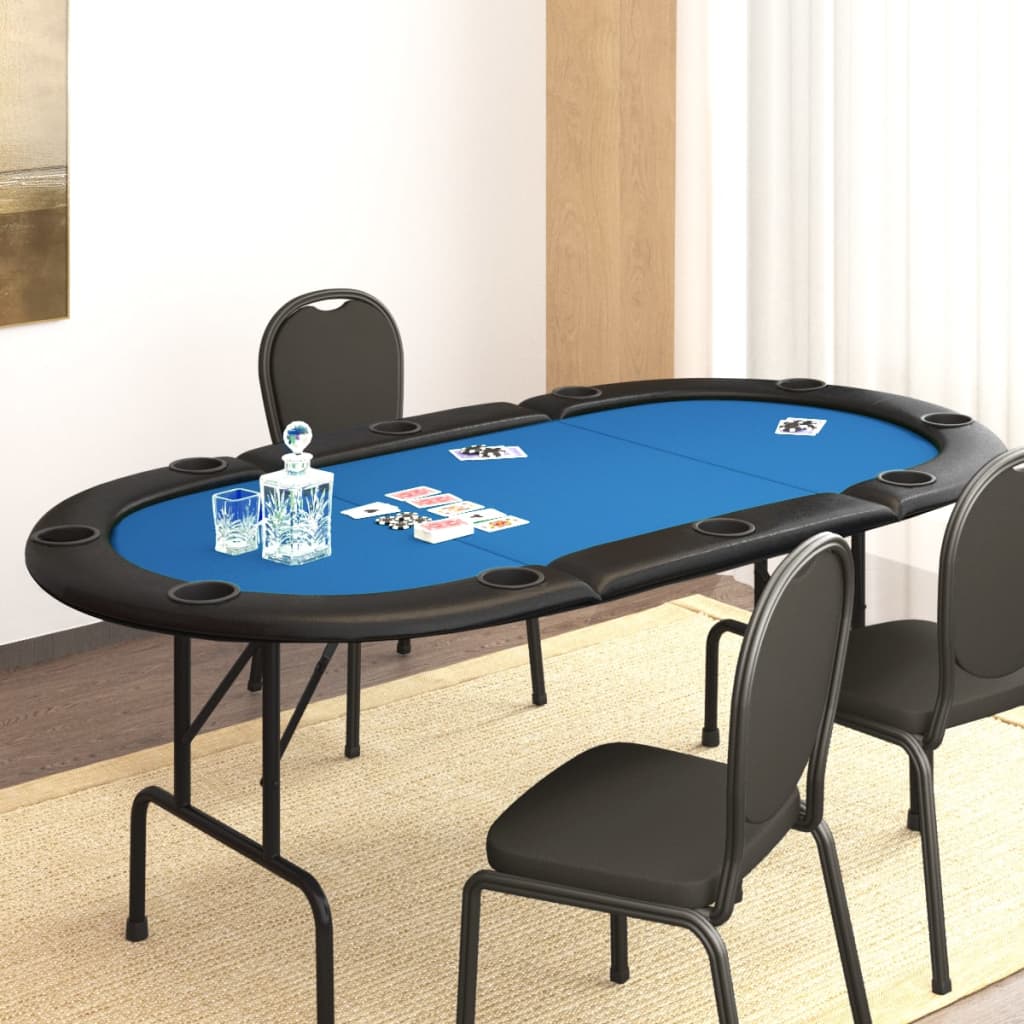 Pokertisch Klappbar 10 Spieler Blau 206x106x75 cm Stilecasa