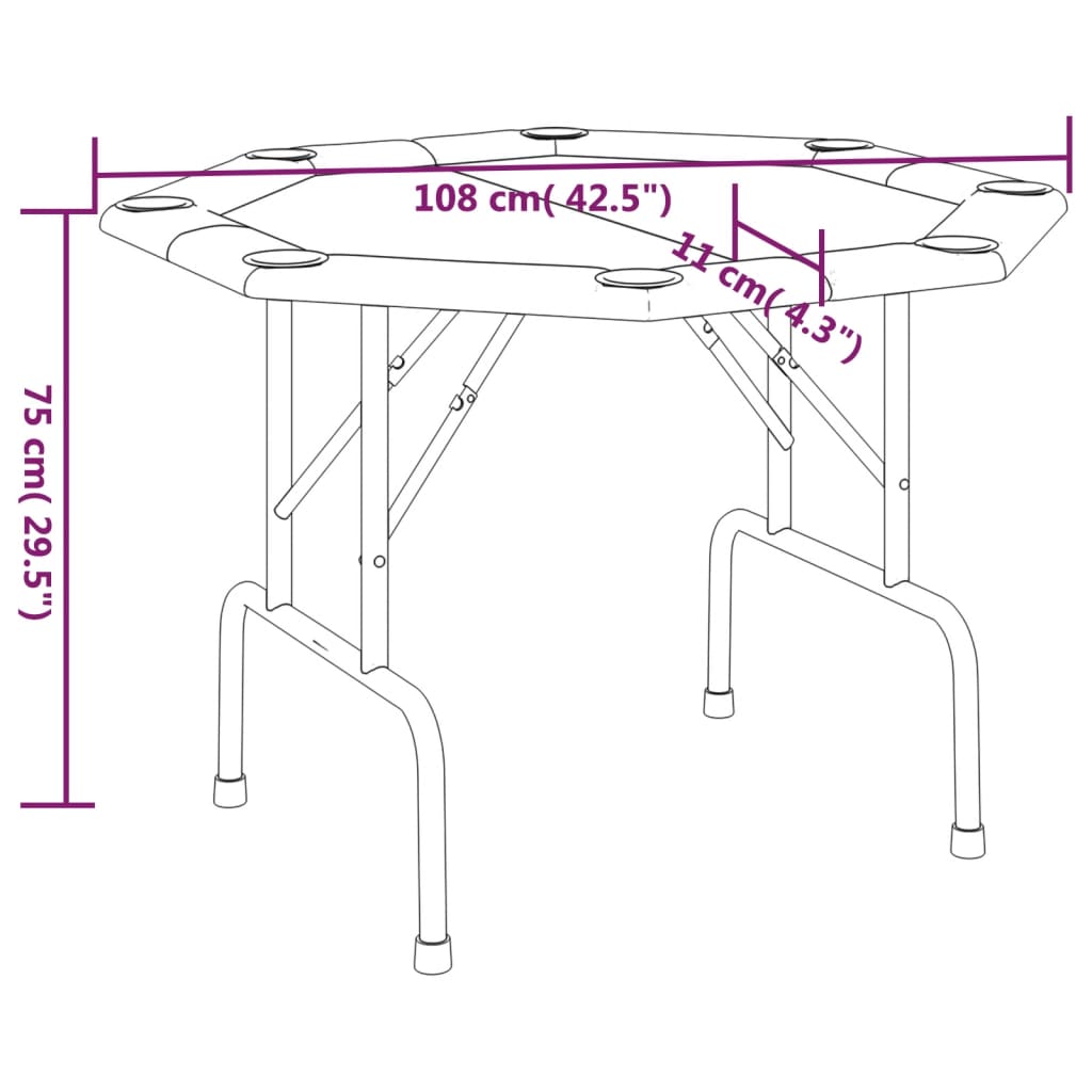 vidaXL Pokertisch Klappbar 8 Spieler Blau 108x108x75 cm