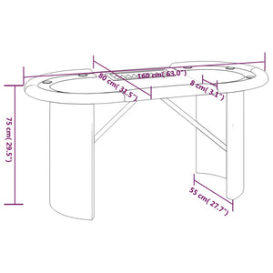 vidaXL Pokertisch Klappbar 10 Spieler mit Chipablage Grün 160x80x75 cm