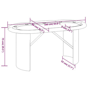 vidaXL Pokertisch 10 Spieler Blau 160x80x75 cm